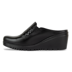 Edge Noir – Sabots Compensés Femme en Cuir
