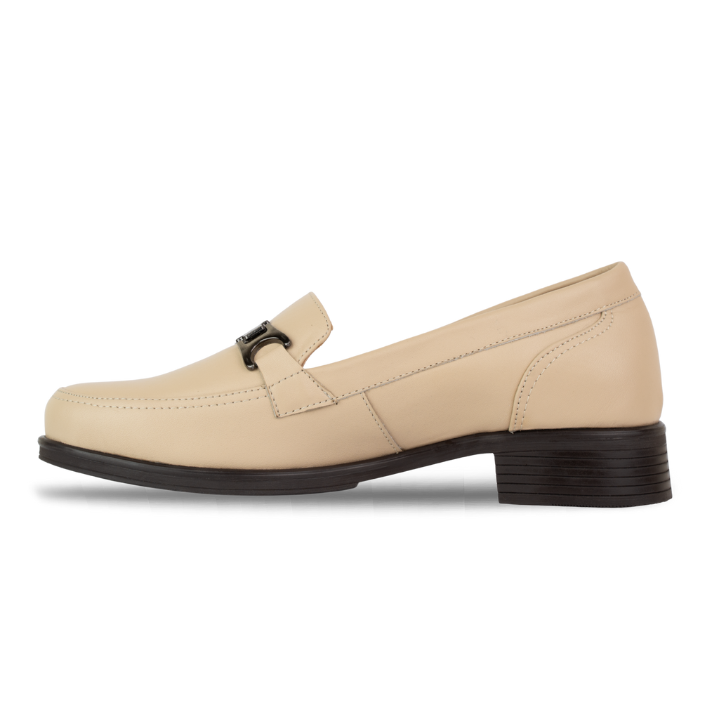 Luna Beige - Mocassins classiques Femme en Cuir Véritable