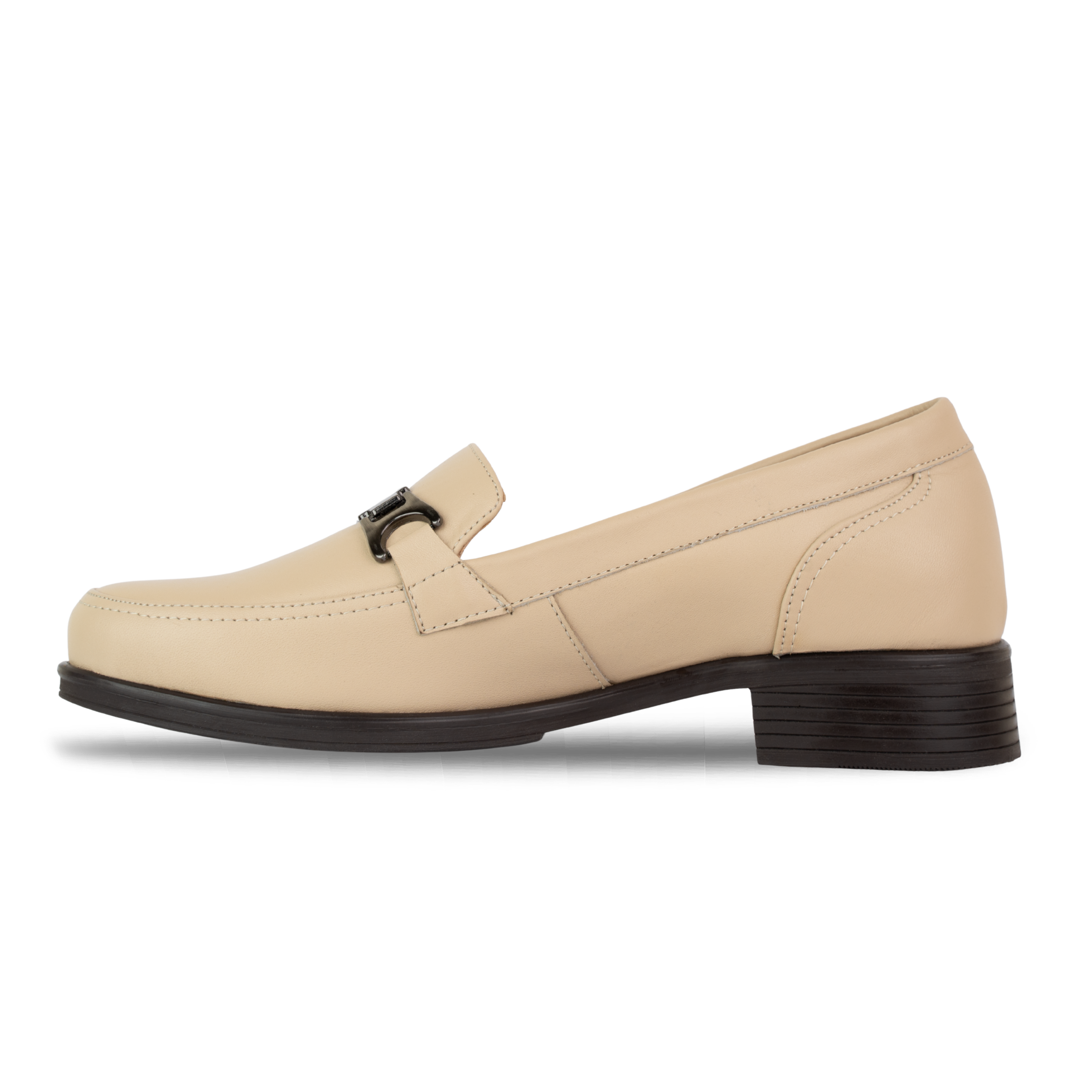 Luna Beige - Mocassins classiques Femme en Cuir Véritable