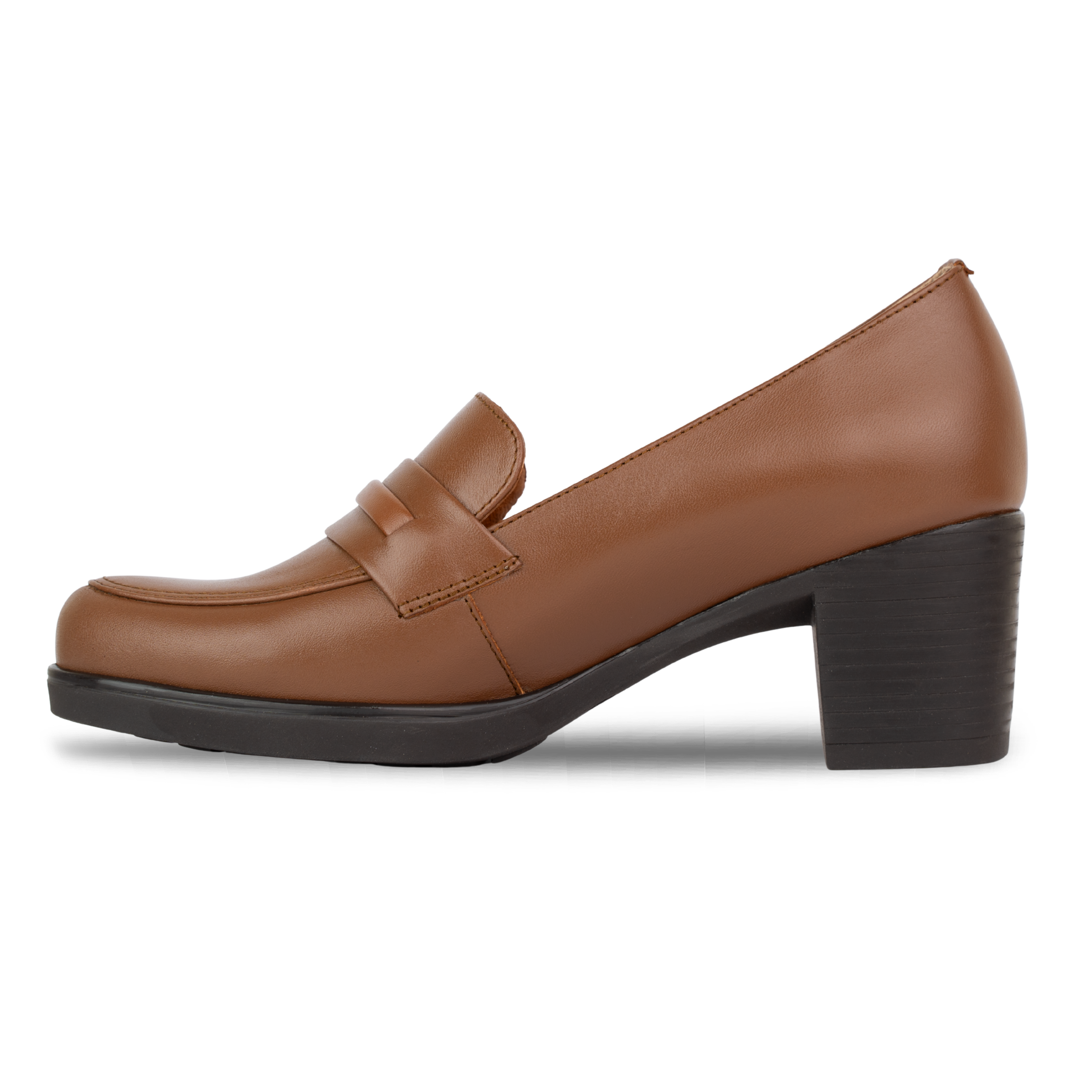 Cavaro Marron - Mocassin à Talon Femme en Cuir Véritable