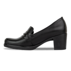 Cavaro Noir - Mocassin à Talon Femme en Cuir Véritable