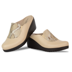 Edge Beige – Sabots Compensés Femme en Cuir
