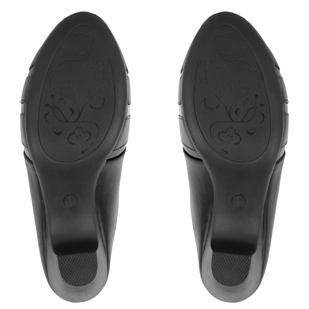 Calyro Noir - Mule Femme en Cuir Véritable