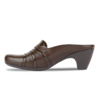 Calyro Marron - Mule Femme en Cuir Véritable
