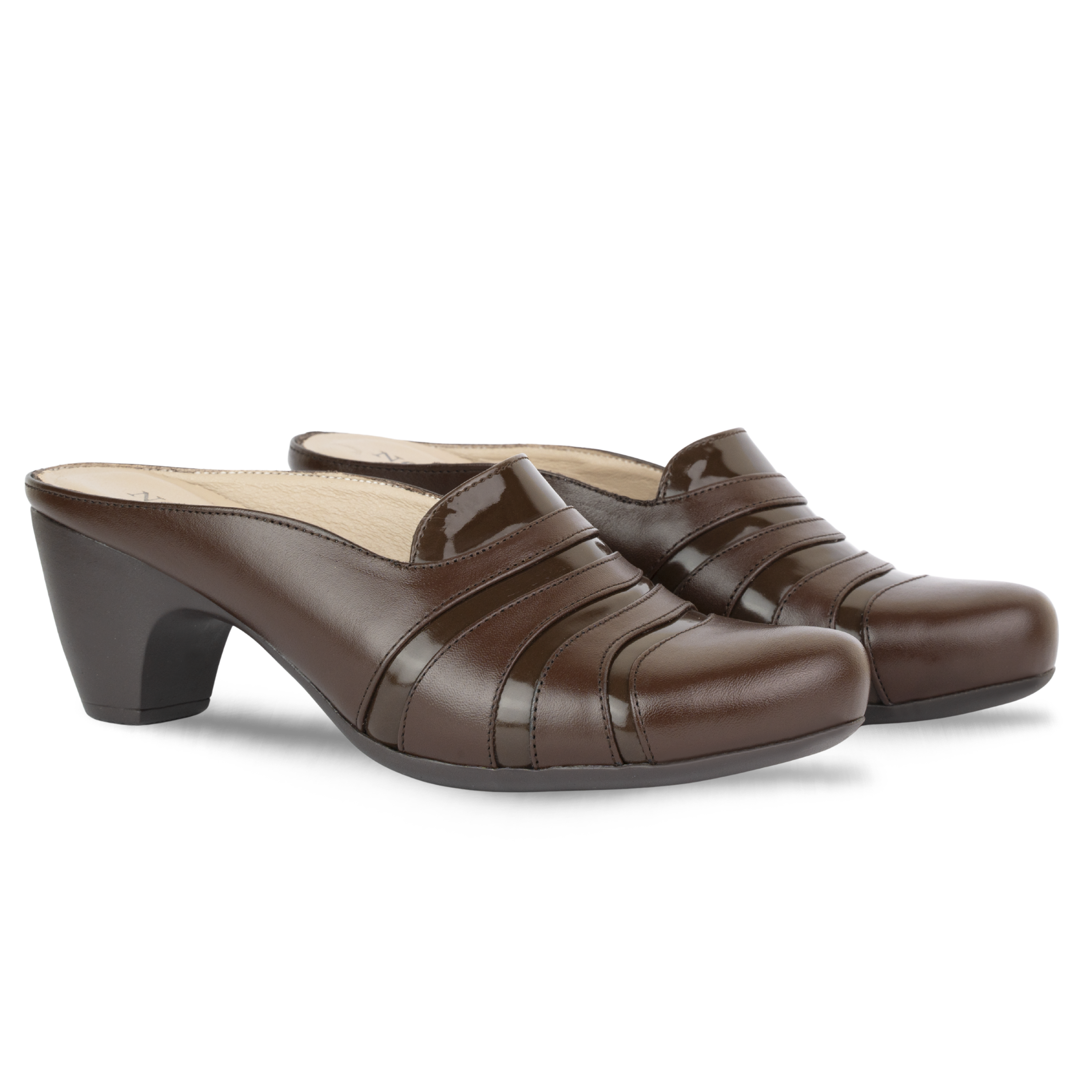 Calyro Marron - Mule Femme en Cuir Véritable
