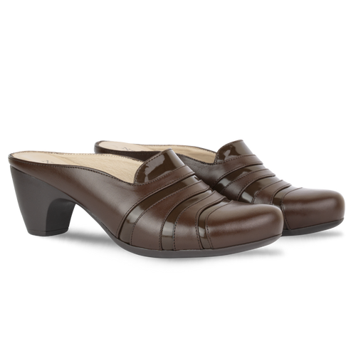 Calyro Marron - Mule Femme en Cuir Véritable