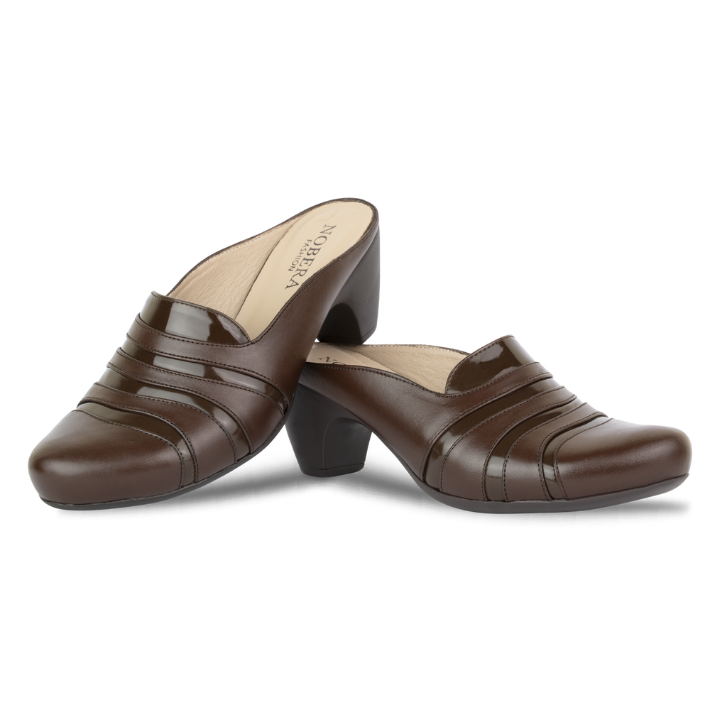 Calyro Marron - Mule Femme en Cuir Véritable