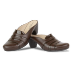 Calyro Marron - Mule Femme en Cuir Véritable