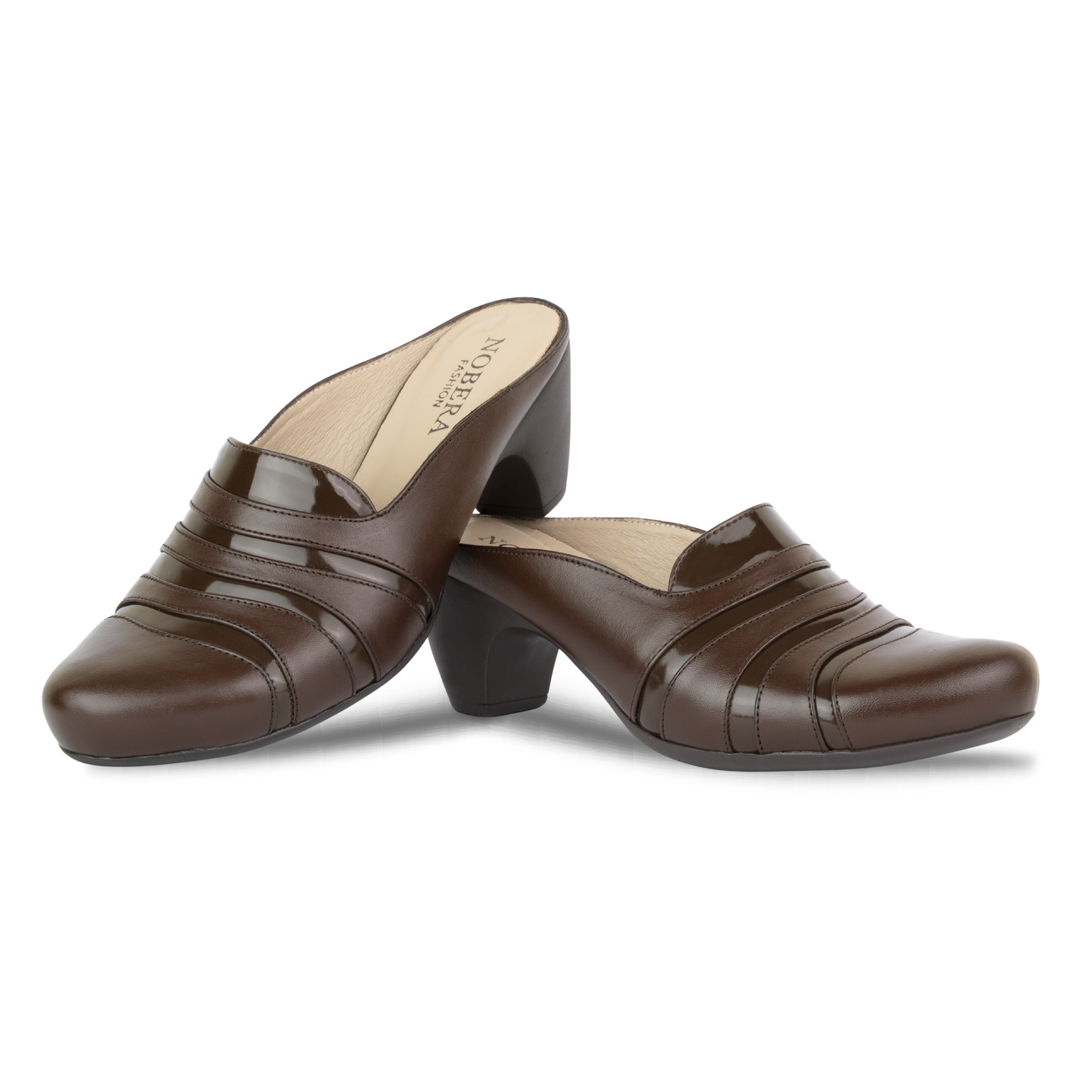 Calyro Marron - Mule Femme en Cuir Véritable