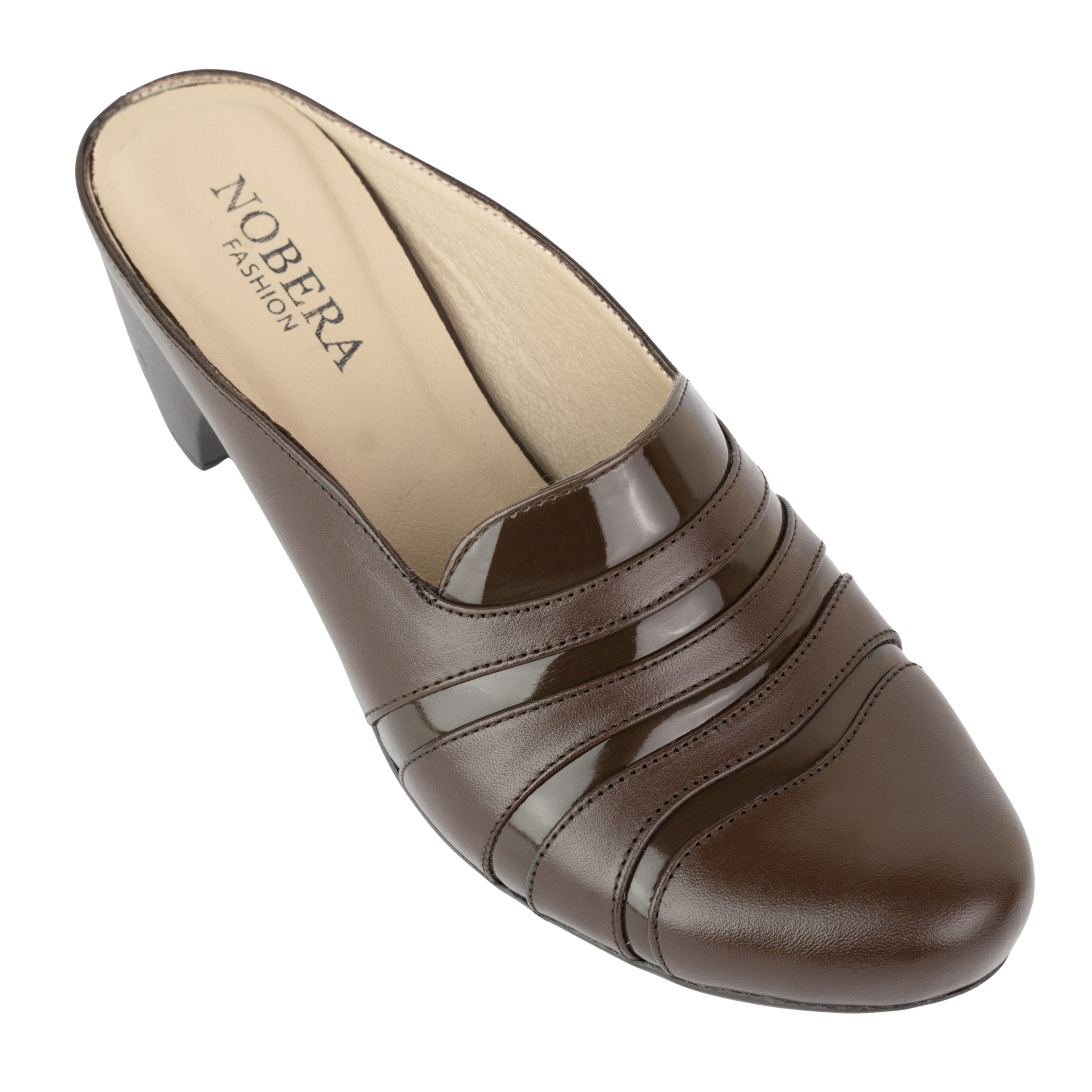 Calyro Marron - Mule Femme en Cuir Véritable