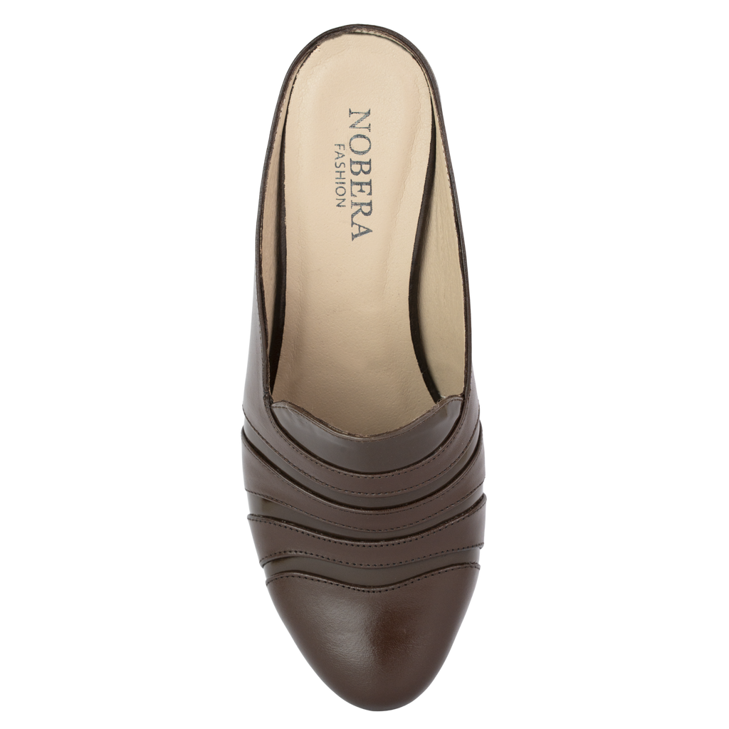 Calyro Marron - Mule Femme en Cuir Véritable