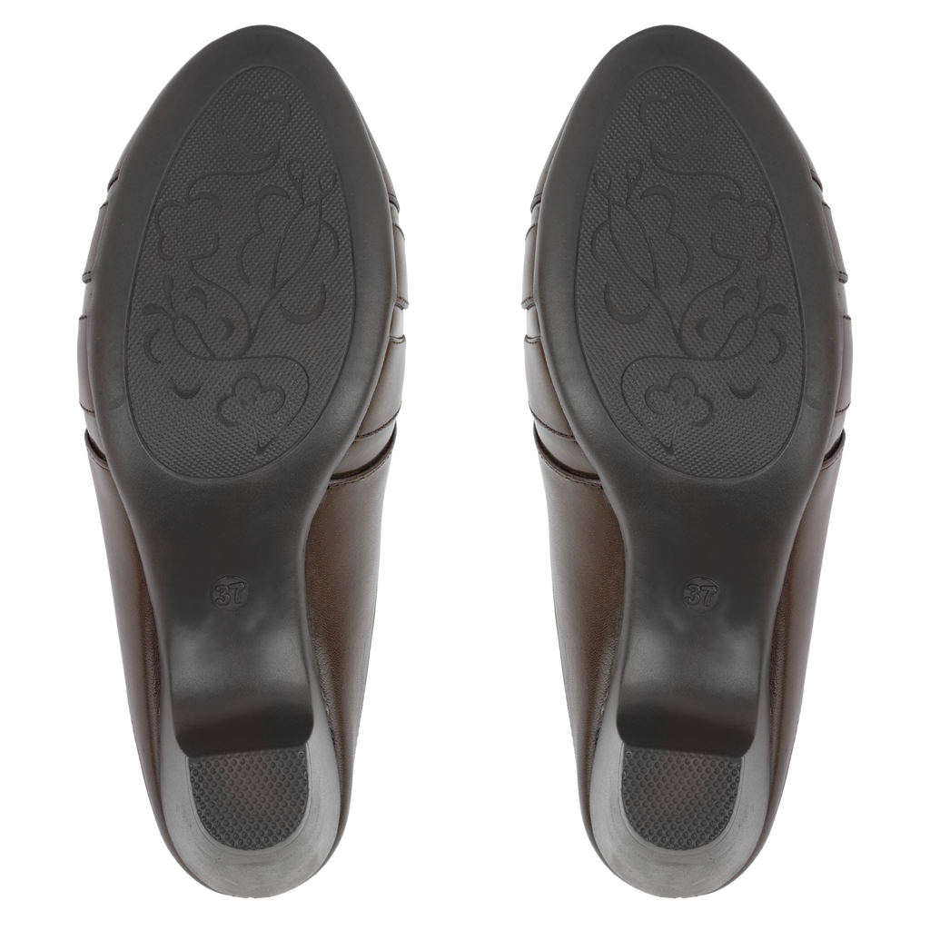 Calyro Marron - Mule Femme en Cuir Véritable