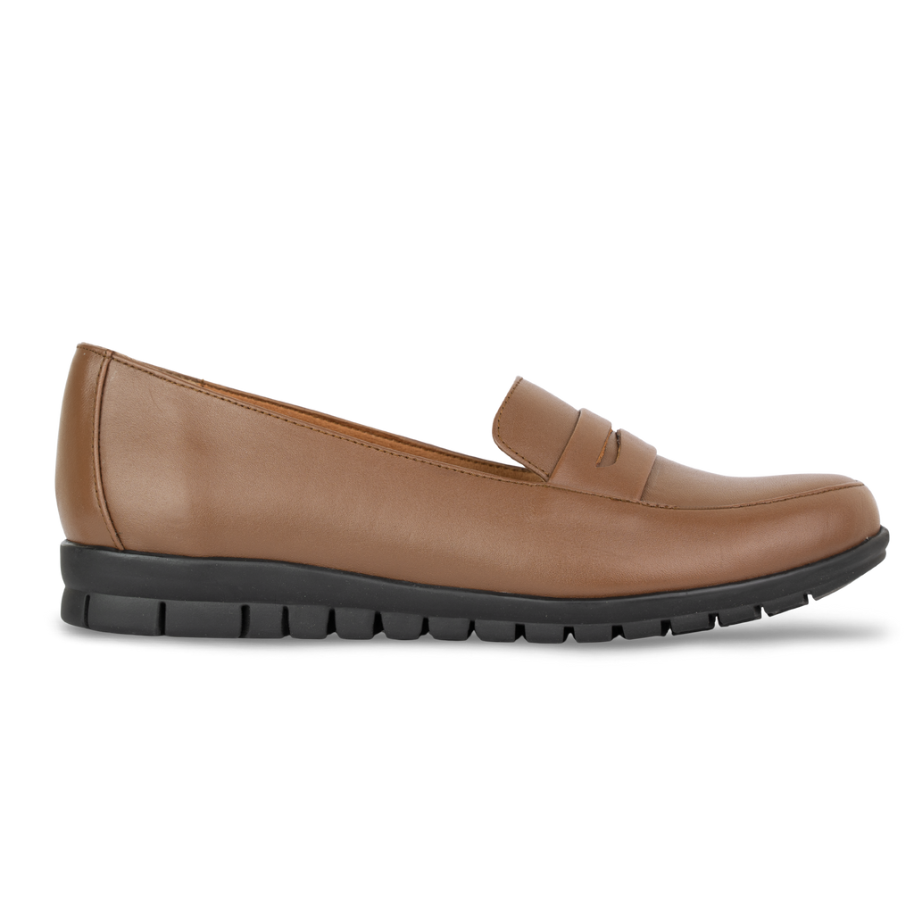 Virello Marron – Mocassins Confort Flex Femme en Cuir Véritable