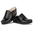 Edge Noir – Sabots Compensés Femme en Cuir