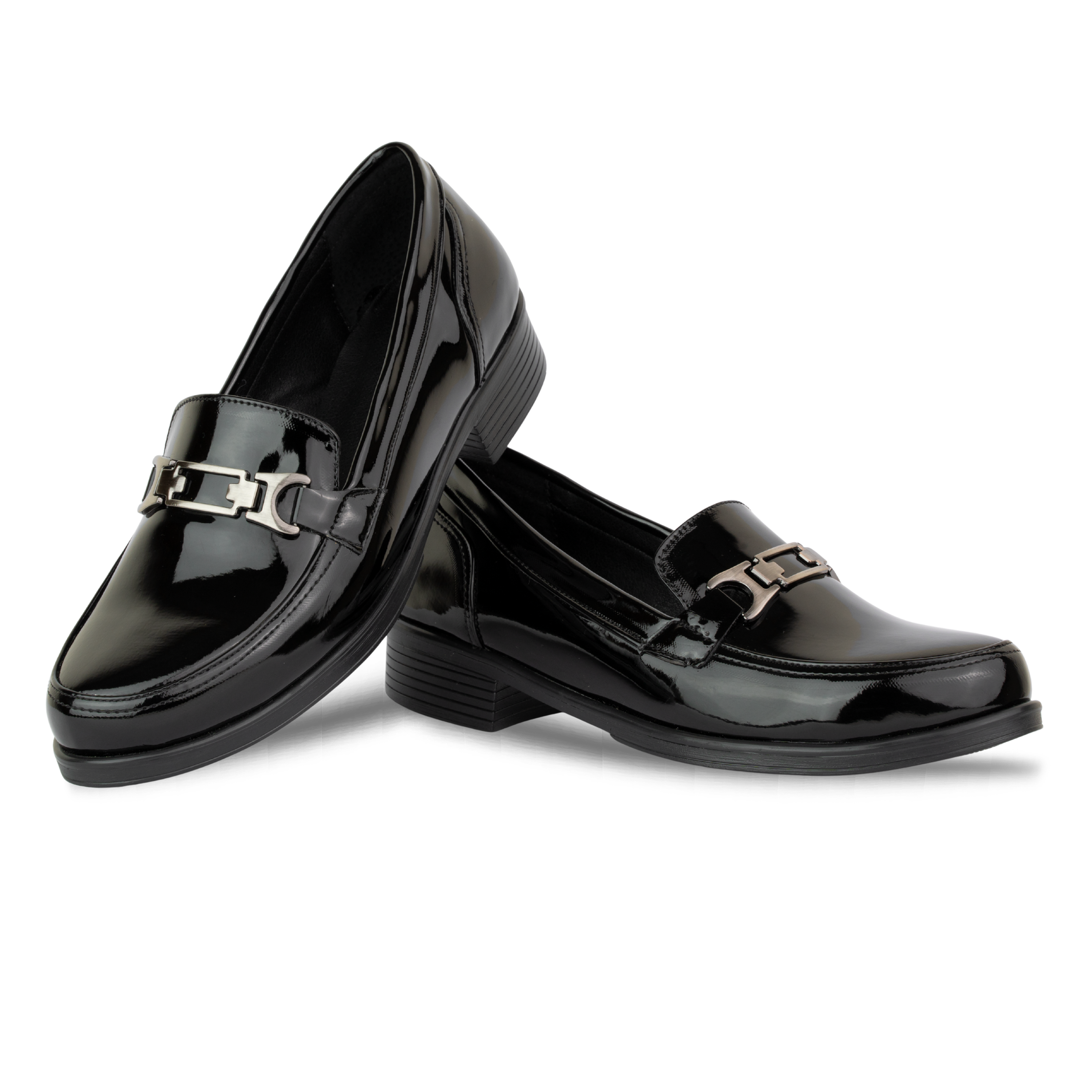 Luna Noir Vernis - Mocassins classiques Femme en Cuir Véritable