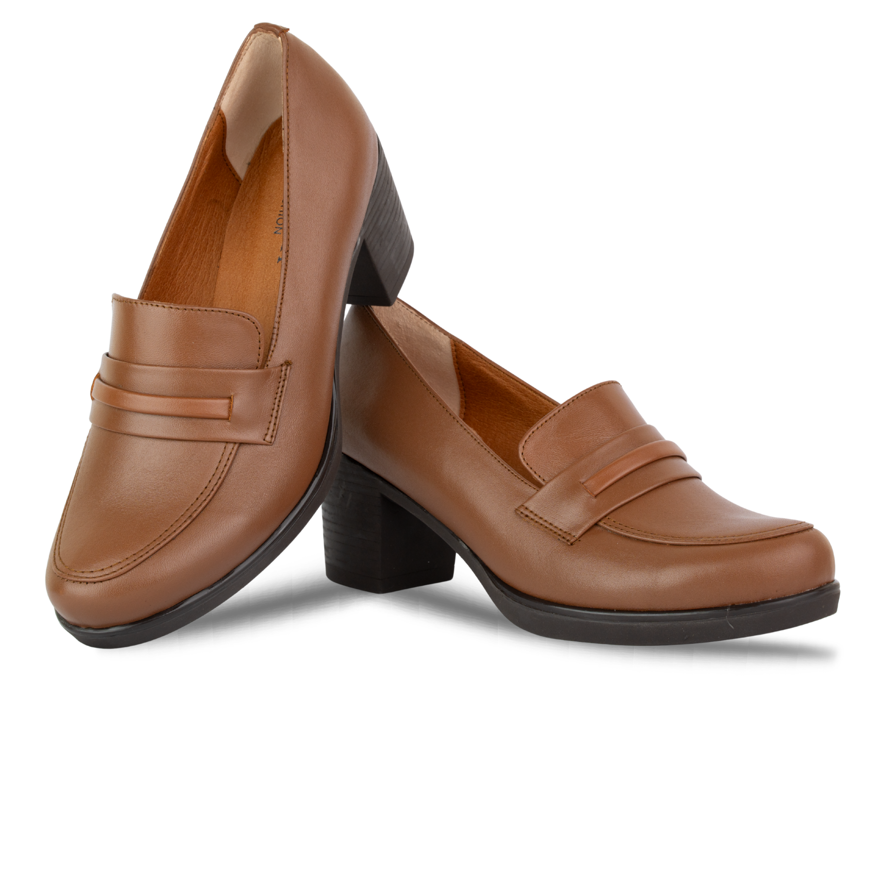 Cavaro Marron - Mocassin à Talon Femme en Cuir Véritable