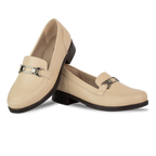 Luna Beige - Mocassins classiques Femme en Cuir Véritable