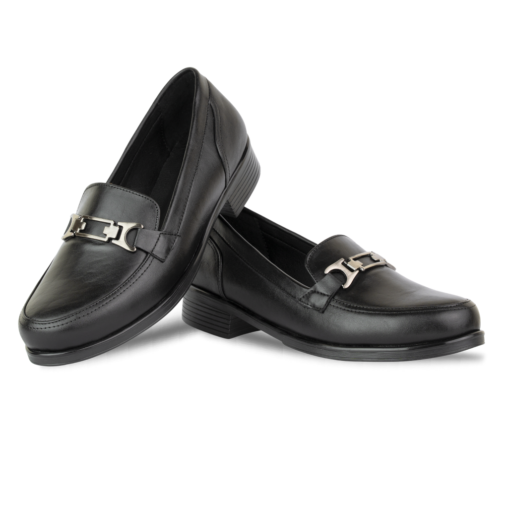 Luna Noir - Mocassins classiques Femme en Cuir Véritable
