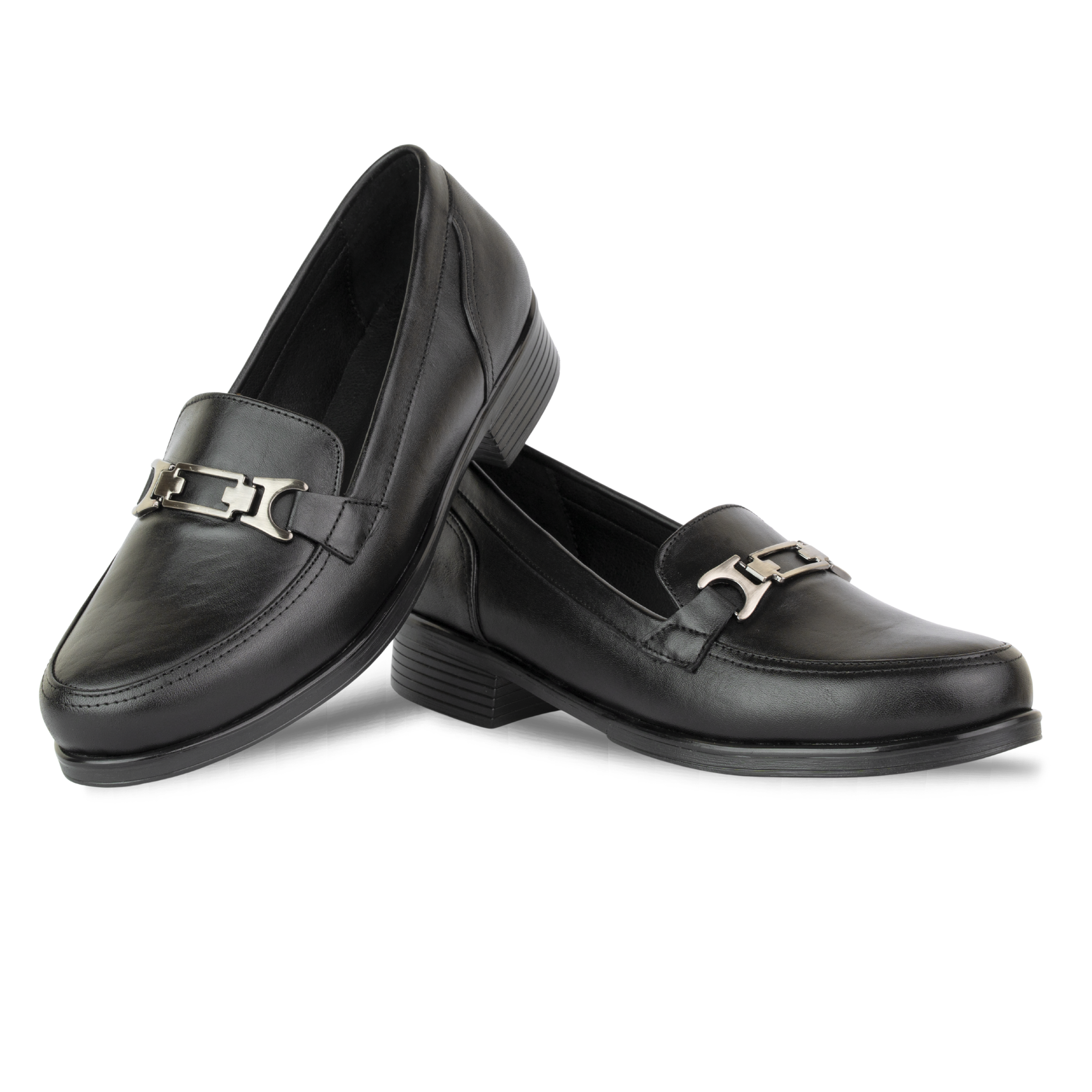 Luna Noir - Mocassins classiques Femme en Cuir Véritable