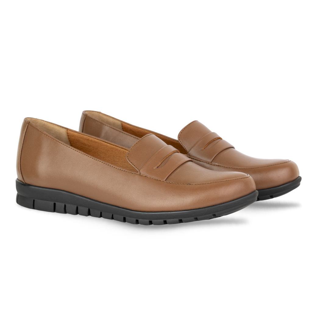 Virello Marron – Mocassins Confort Flex Femme en Cuir Véritable