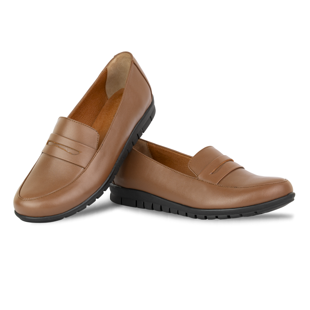 Virello Marron – Mocassins Confort Flex Femme en Cuir Véritable