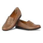 Virello Marron – Mocassins Confort Flex Femme en Cuir Véritable