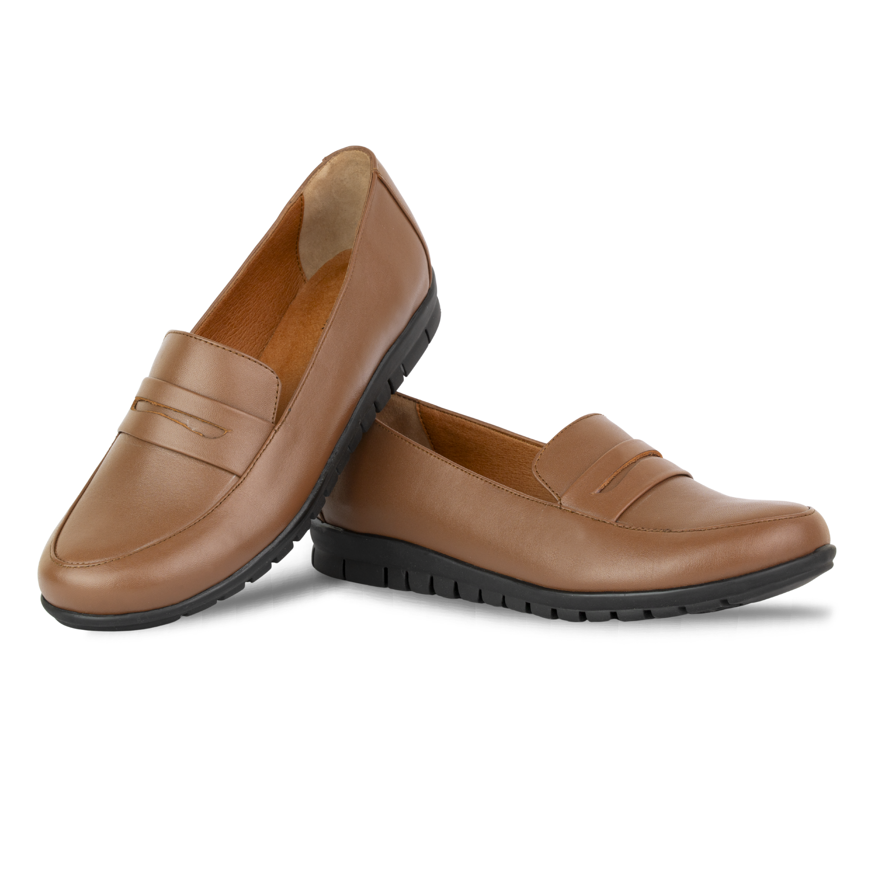 Virello Marron – Mocassins Confort Flex Femme en Cuir Véritable
