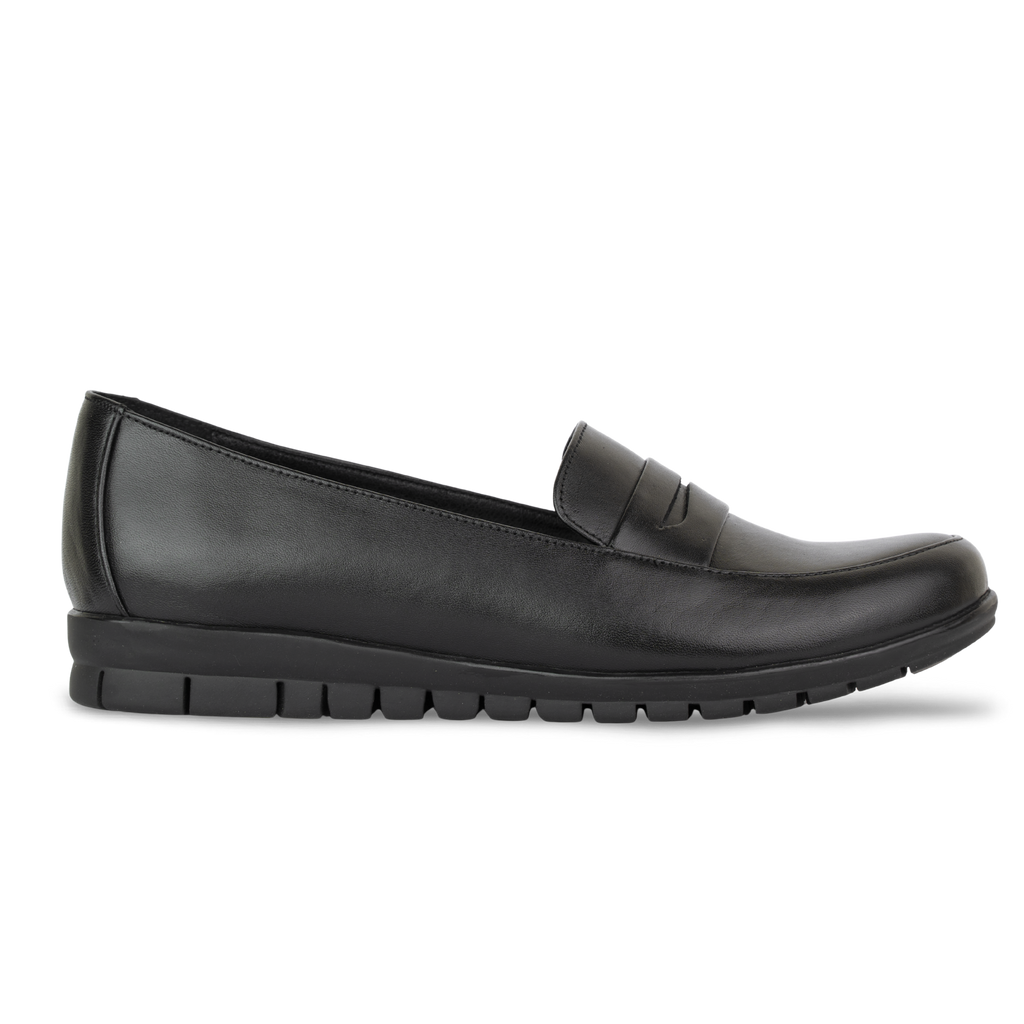Virello Noir – Mocassins Confort Flex Femme en Cuir Véritable