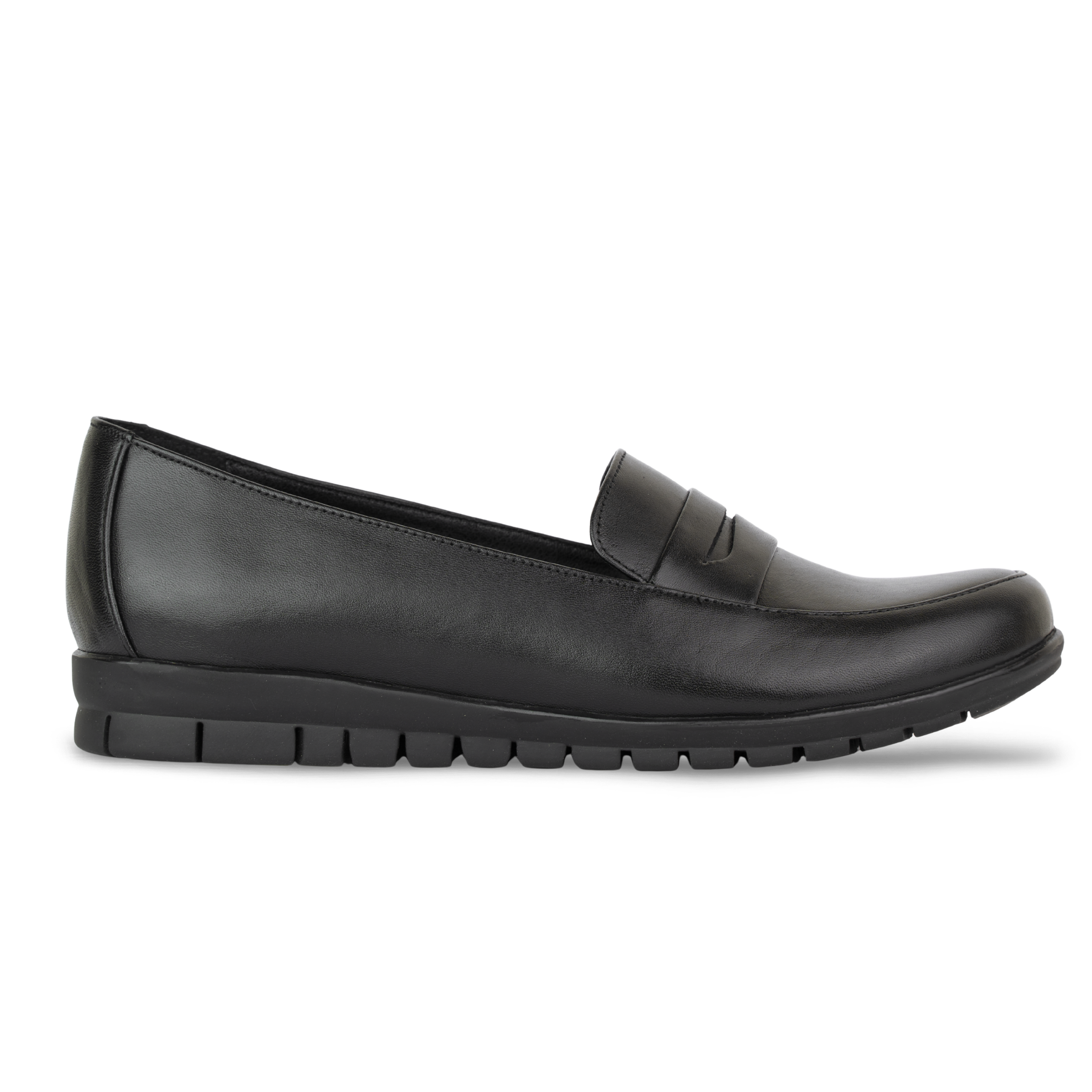 Virello Noir – Mocassins Confort Flex Femme en Cuir Véritable