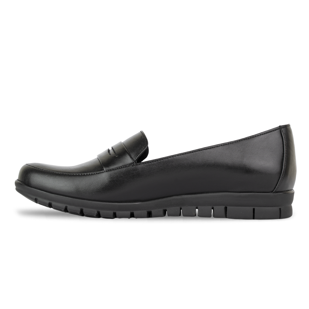 Virello Noir – Mocassins Confort Flex Femme en Cuir Véritable