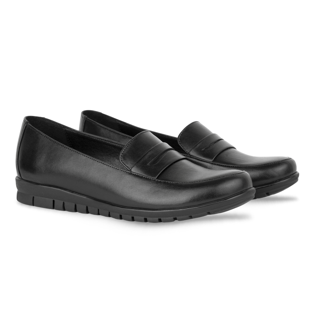 Virello Noir – Mocassins Confort Flex Femme en Cuir Véritable