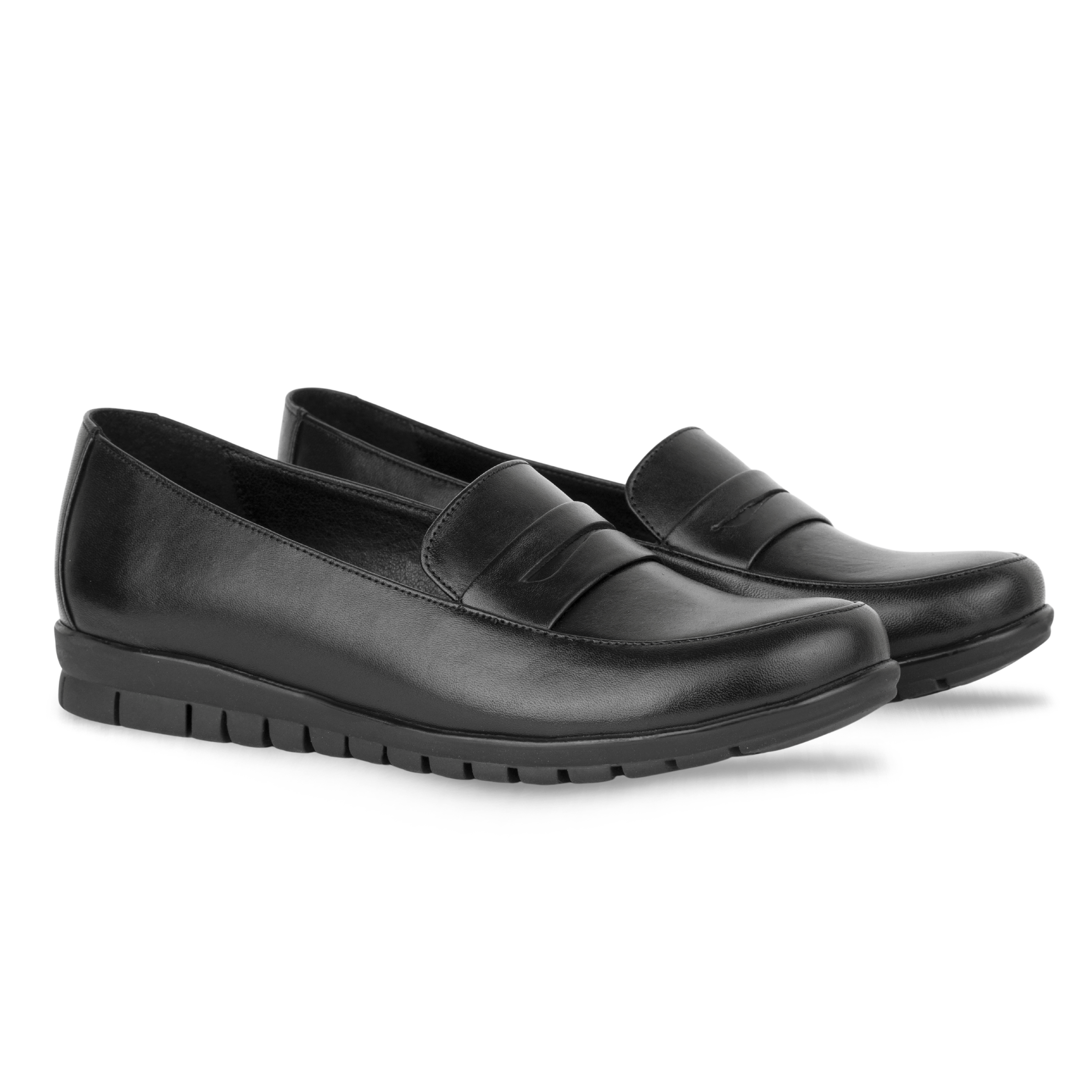 Virello Noir – Mocassins Confort Flex Femme en Cuir Véritable