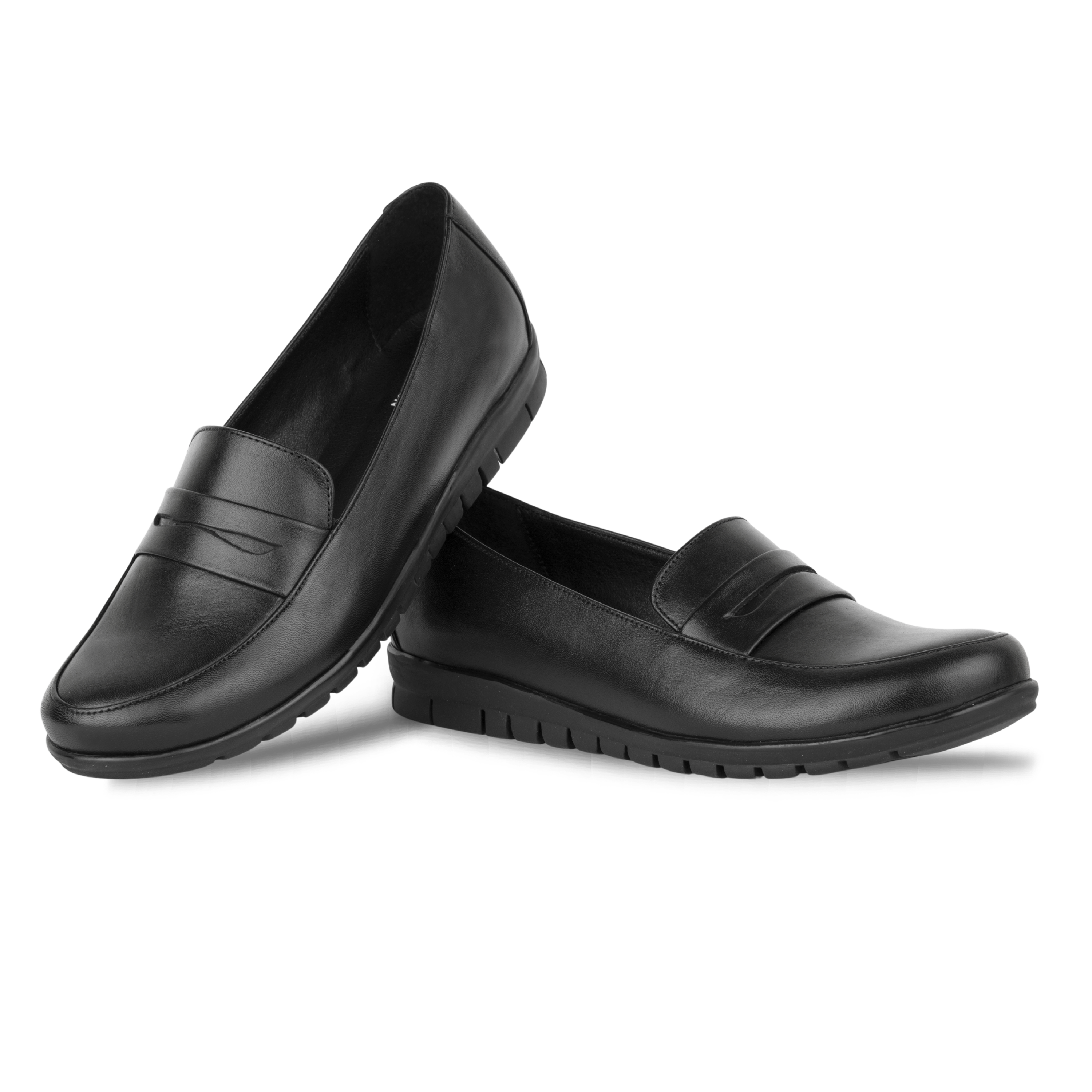 Virello Noir – Mocassins Confort Flex Femme en Cuir Véritable