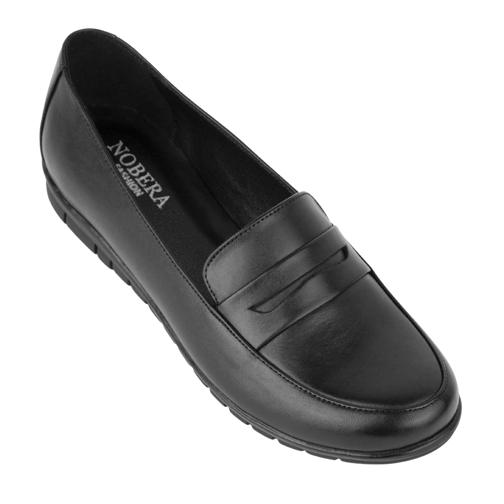 Virello Noir – Mocassins Confort Flex Femme en Cuir Véritable
