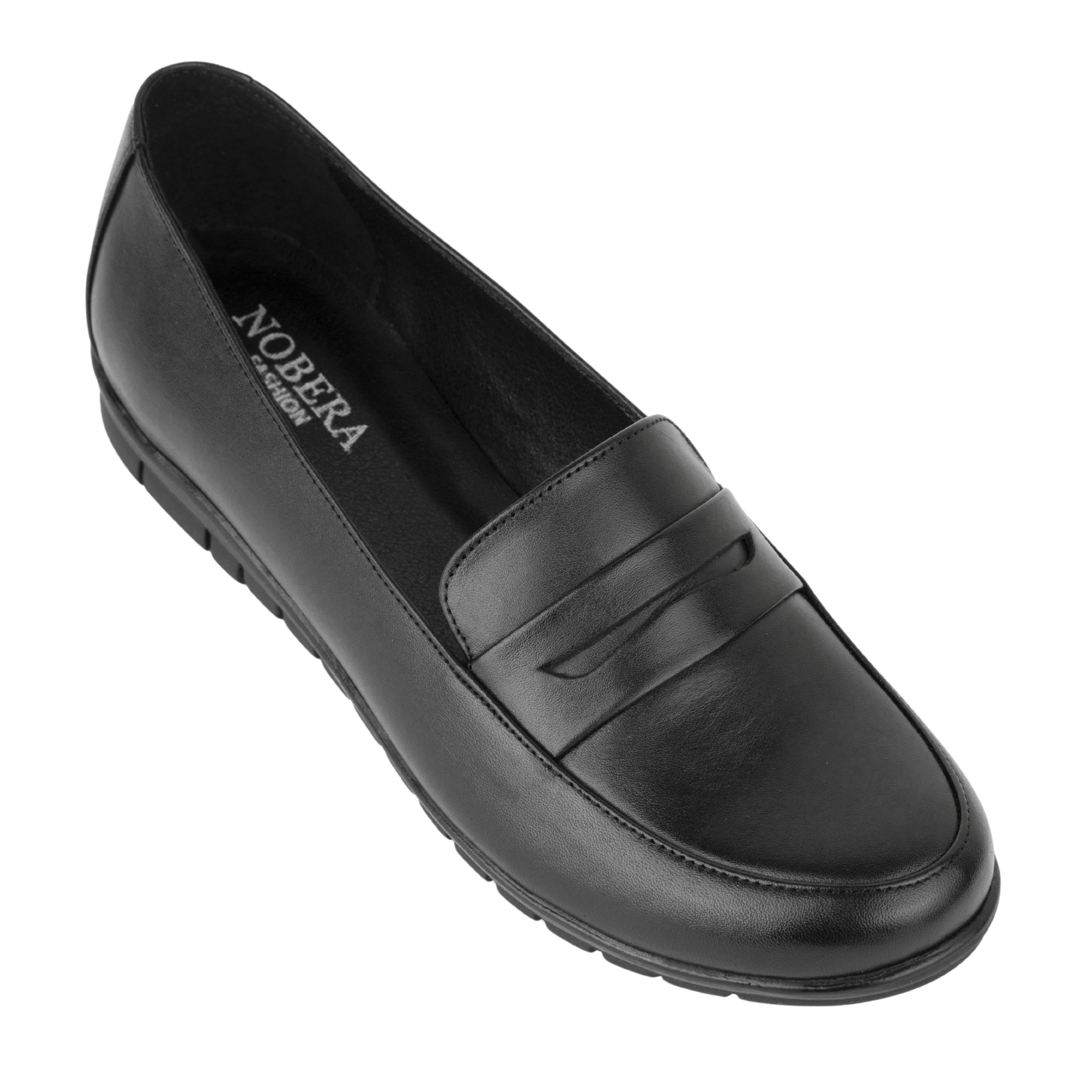 Virello Noir – Mocassins Confort Flex Femme en Cuir Véritable