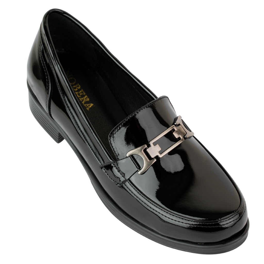 Luna Noir Vernis - Mocassins classiques Femme en Cuir Véritable