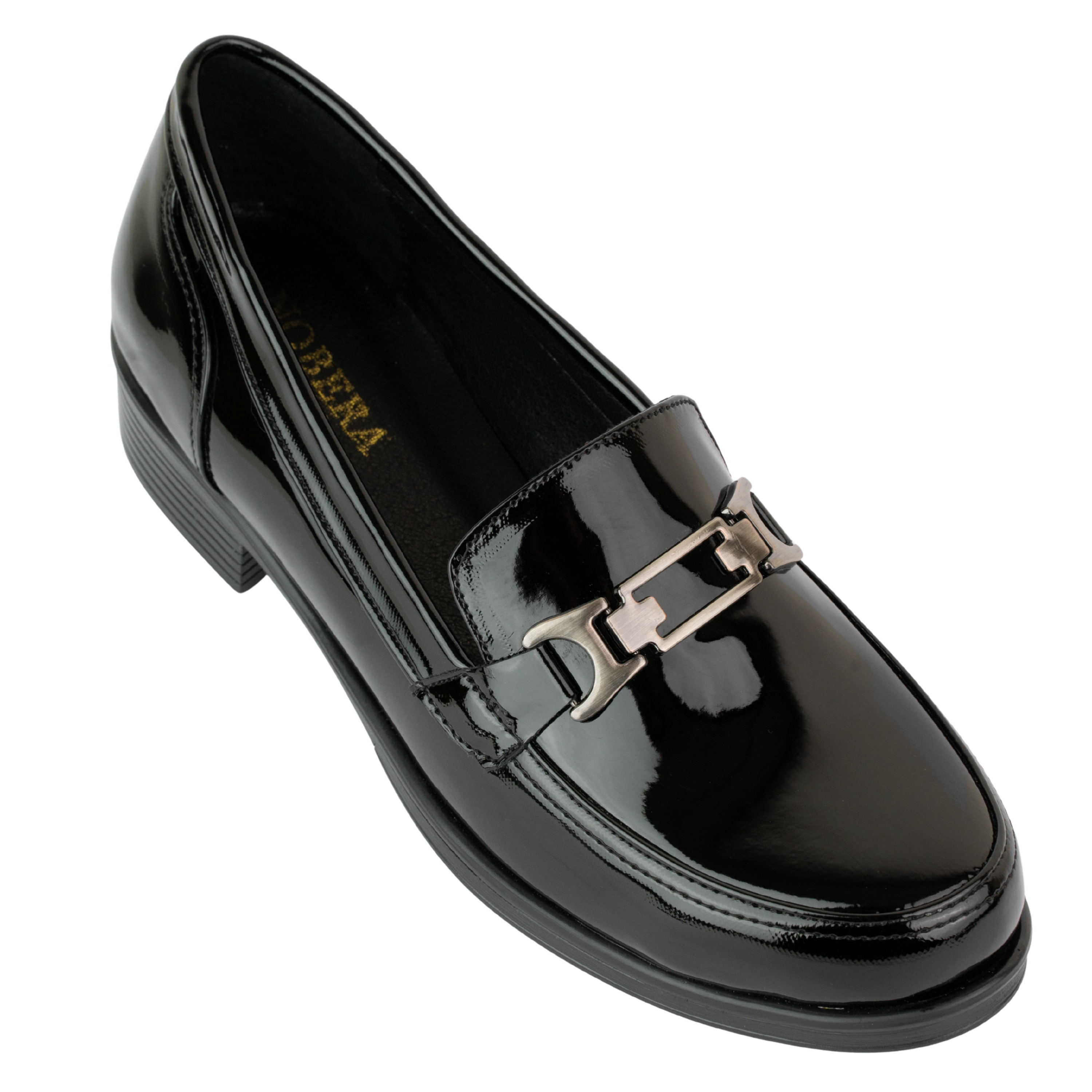 Luna Noir Vernis - Mocassins classiques Femme en Cuir Véritable