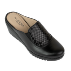 Edge Noir – Sabots Compensés Femme en Cuir
