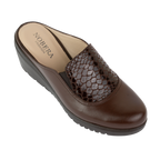 Edge Marron – Sabots Compensés Femme en Cuir