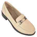 Luna Beige - Mocassins classiques Femme en Cuir Véritable