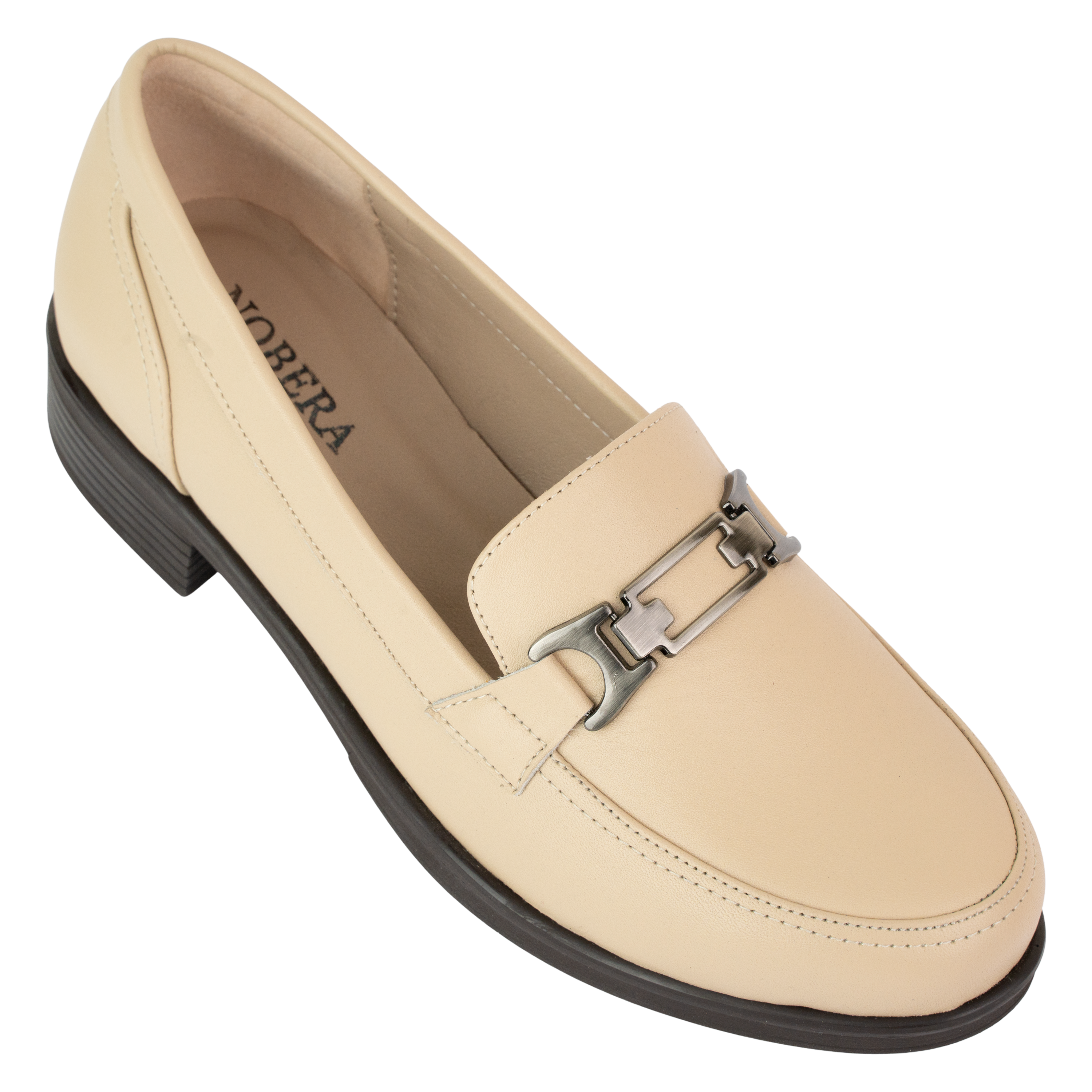 Luna Beige - Mocassins classiques Femme en Cuir Véritable