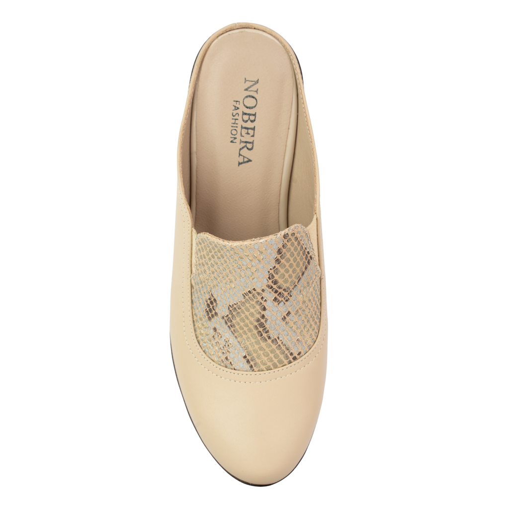 Edge Beige – Sabots Compensés Femme en Cuir