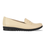Virello Beige – Mocassins Confort Flex Femme en Cuir Véritable