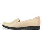 Virello Beige – Mocassins Confort Flex Femme en Cuir Véritable
