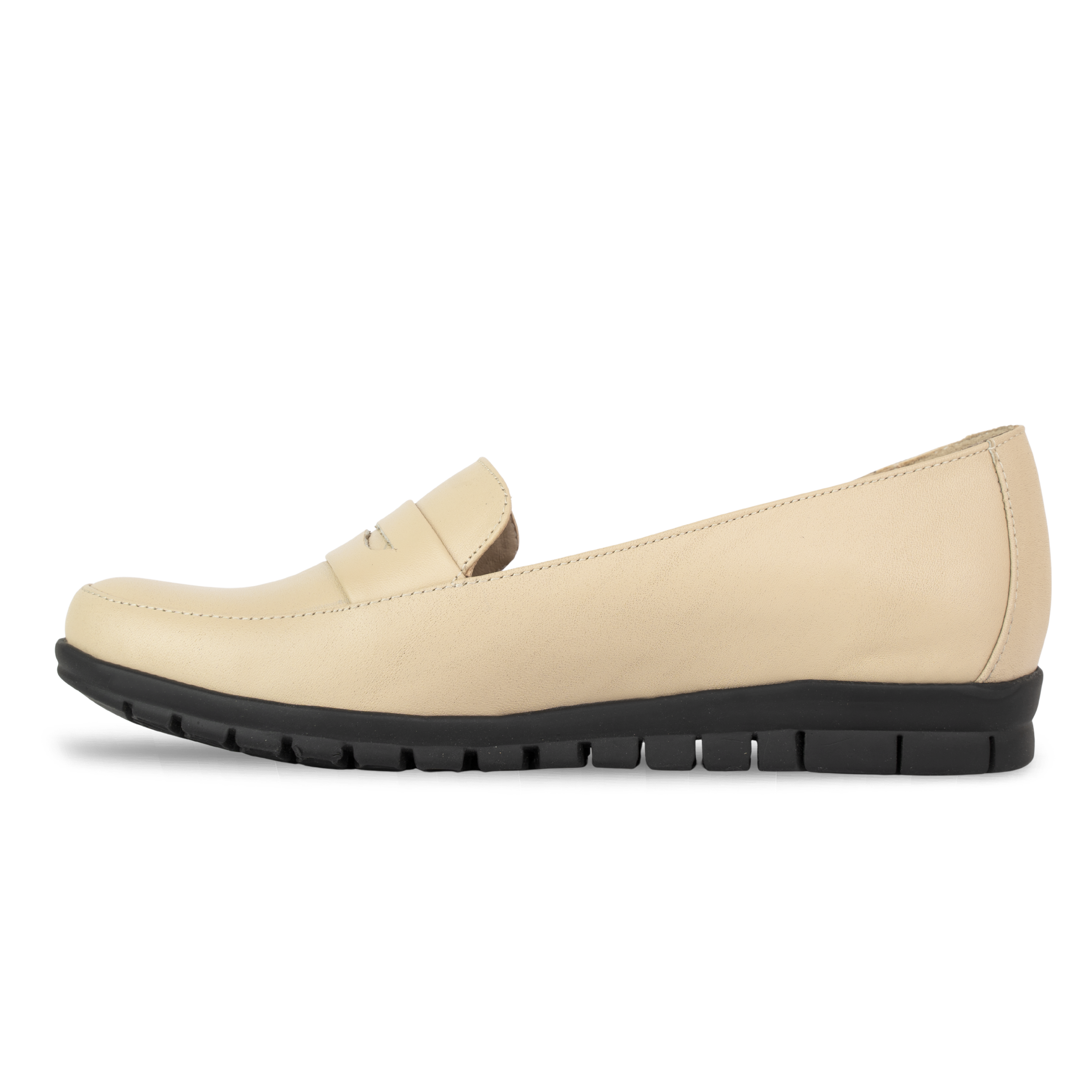 Virello Beige – Mocassins Confort Flex Femme en Cuir Véritable