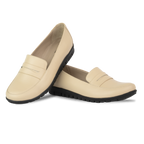 Virello Beige – Mocassins Confort Flex Femme en Cuir Véritable