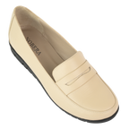 Virello Beige – Mocassins Confort Flex Femme en Cuir Véritable