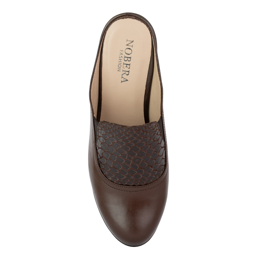 Edge Marron – Sabots Compensés Femme en Cuir