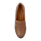 Cavaro Marron - Mocassin à Talon Femme en Cuir Véritable