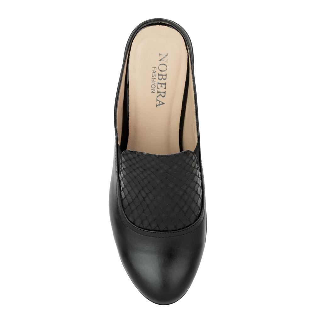 Edge Noir – Sabots Compensés Femme en Cuir